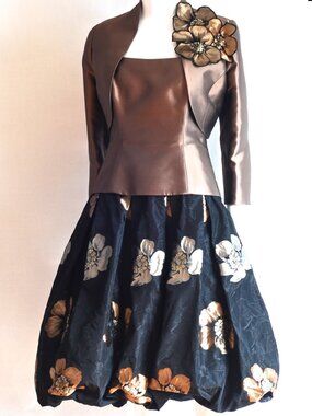 Frascara Wool & Silk Bubble Dress & Jacket With Raised Flowers - Canada